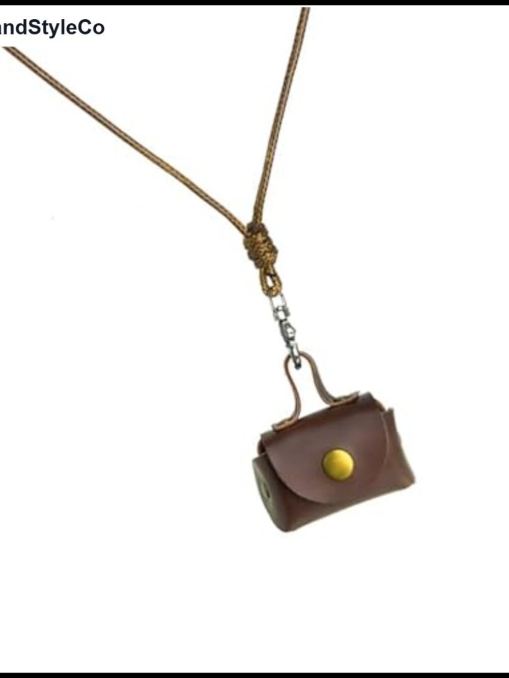 Retro Leather Hanging Neck Bag Pendant Necklace for Earphones Coin